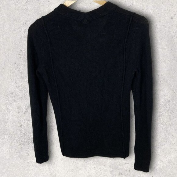 Vkoo 100% Cashmere Knit Sweater‎ V-Neck Black Size P or XS Long Sleeves Pullover - Picture 4 of 12
